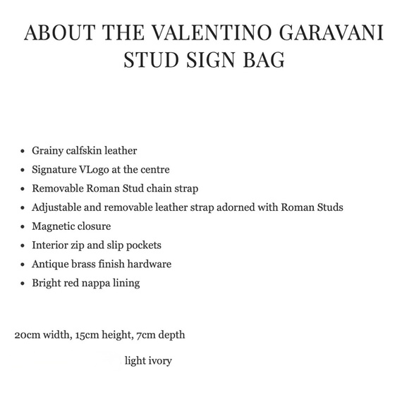 Valentino Garavani Stud Sign Shoulder Bag Light Ivory NIB - Picture 10 of 16